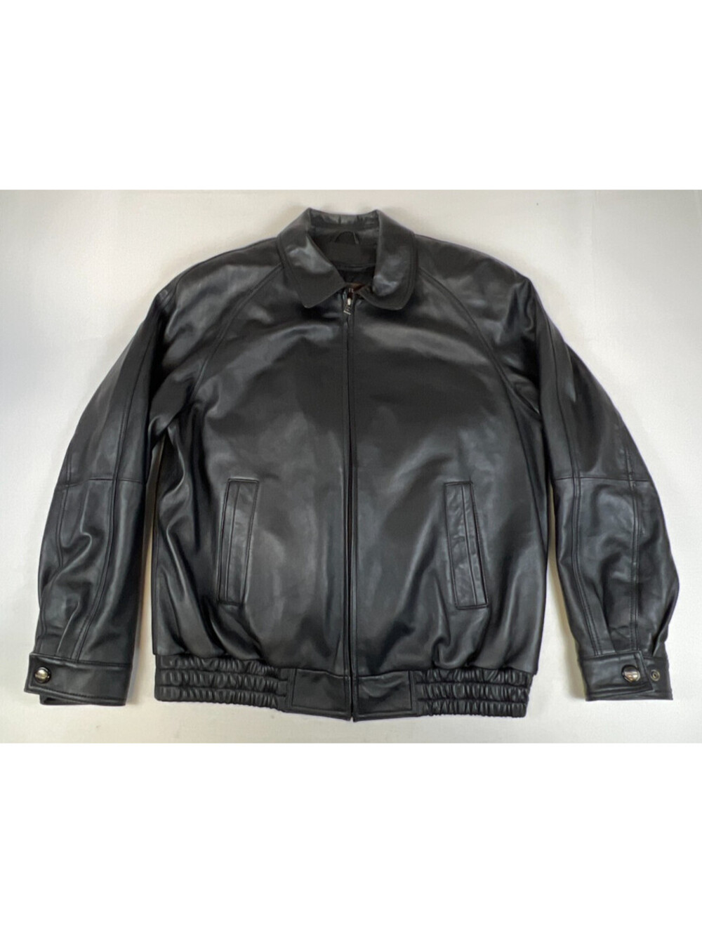 Danier Men M Black Leather Bomber Jacket Full Zip Quilted Outerwear Coat